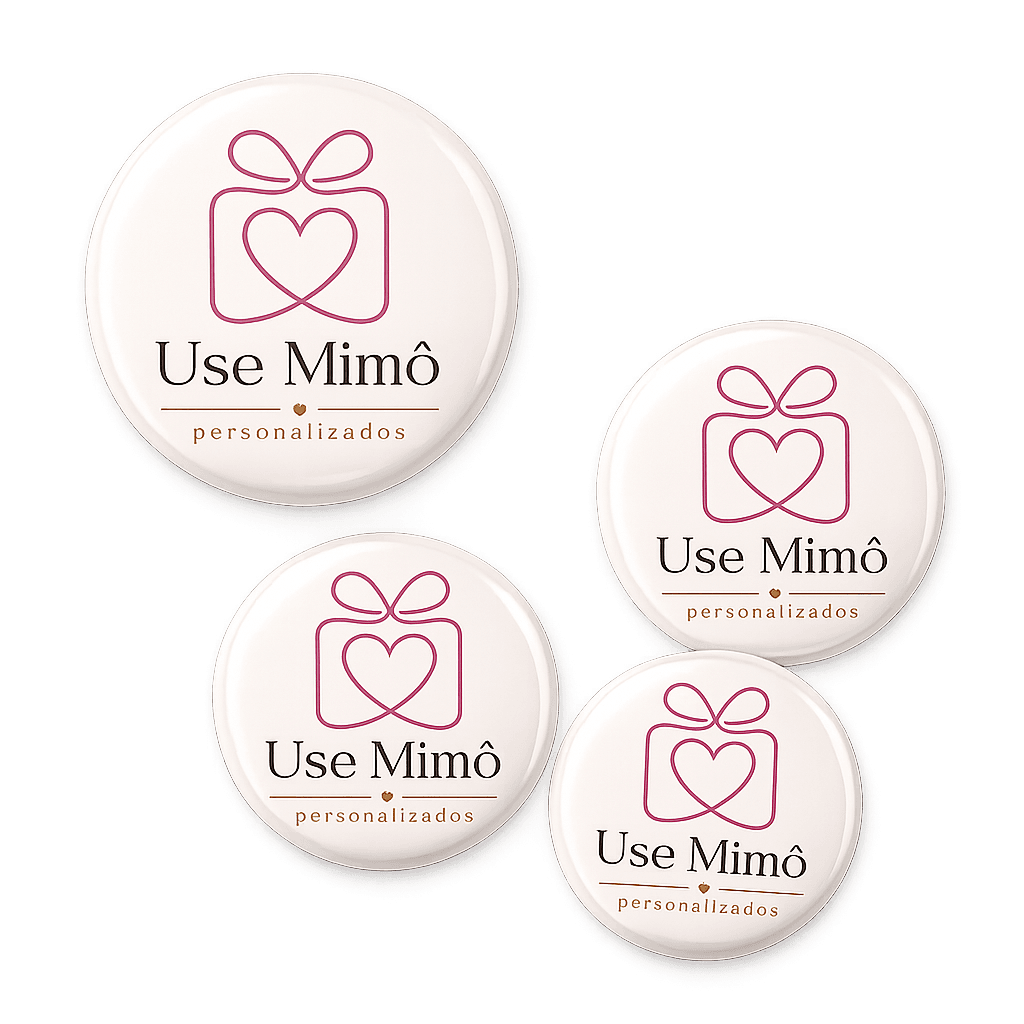 Bottons personalizados Use Mimô feitos à mão